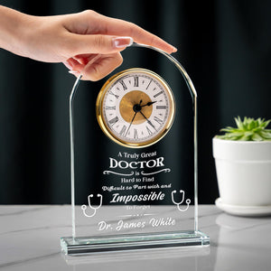 Doctor Appreciation Acrylic Desk Clocks - Personalized Acrylic Desk Clock for Doctor - Thank You Gift for Doctor