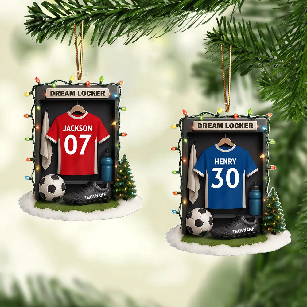 Soccer Jersey Dream Locker - Personalized Acrylic Ornament - Christmas Gift for Soccer Players, Soccer Lovers
