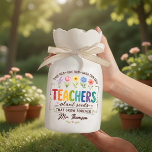 Plant Seeds That Grow Forever - Personalized Custom Ribbon Tie Flower Vase