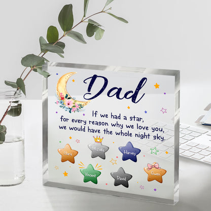 If We Had A Star Personalized Acrylic Block, Dad Grandpa Gifts, Custom Grandkids Name Acrylic Sign For Grandpa, Father's Day Gifts For Grandpa