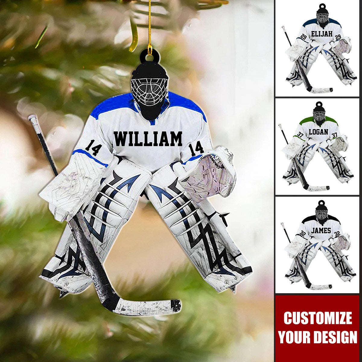 Hockey Player - Personalized Acrylic Ornament - Christmas Gift for Hockey Players, Home Decoration