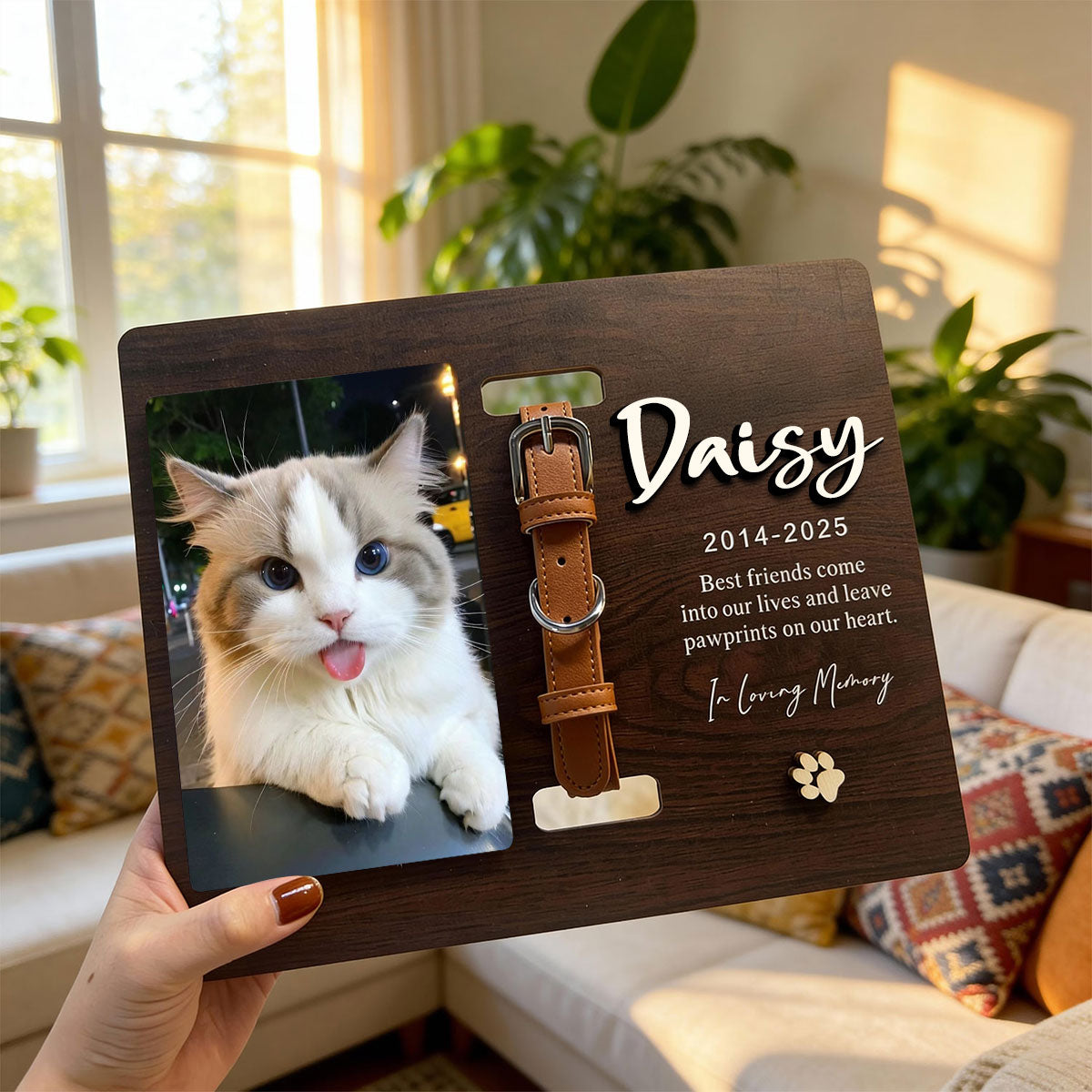Best Friends Come Into Our Lives - Personalized Wooden Plaque With Collar Holder