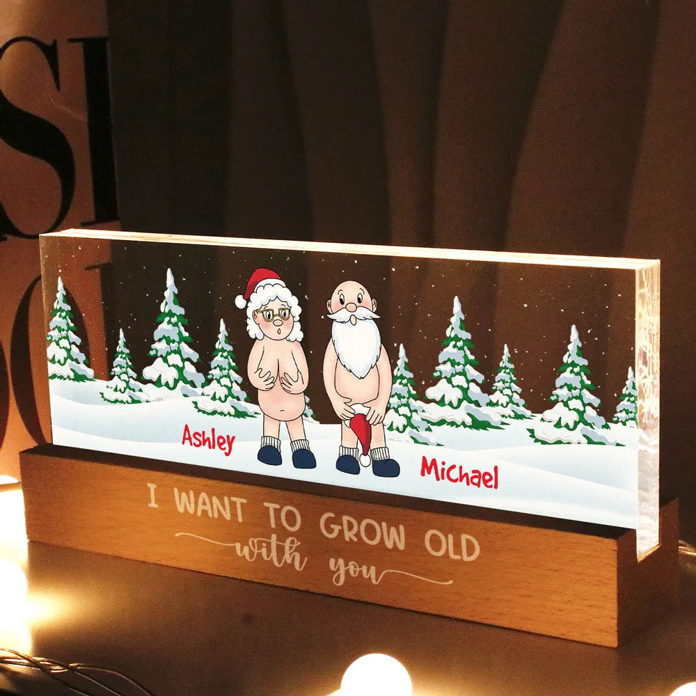 I Want To Grow Old With You Naughty Couple - Personalized 3D LED Light Wooden Base - Christmas Gift For Couple