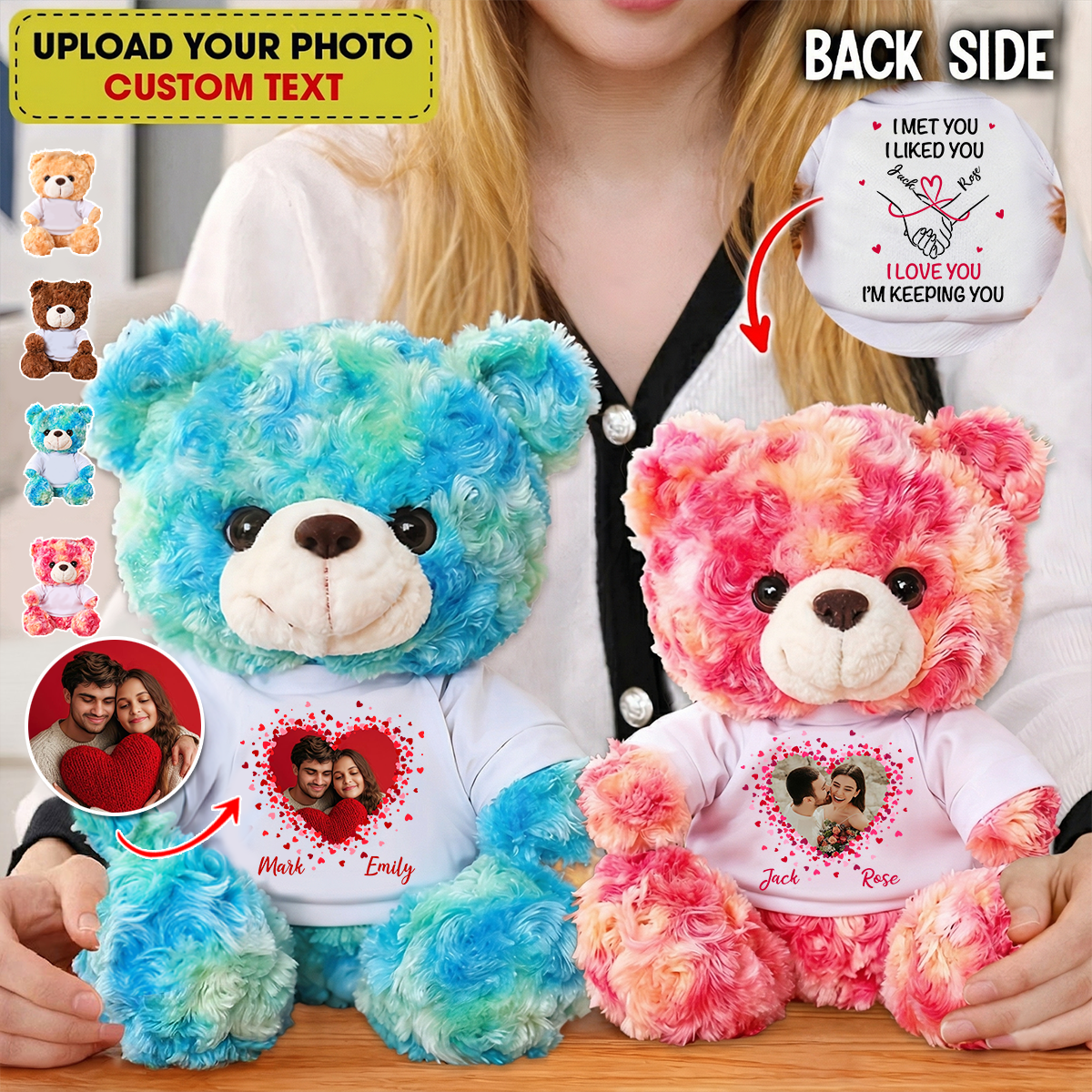 I Met You I Liked You - Custom Couple Photo and Name - Personalized Teddy Bear