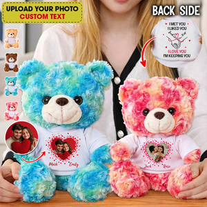I Met You I Liked You - Custom Couple Photo and Name - Personalized Teddy Bear