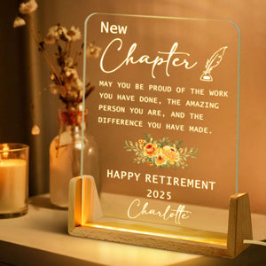 Personalized Retirement Night Light, Happy Retirement LED Light, Custom Retirement Gifts For Women Boss Co-Worker, Retirement Gift Ideas