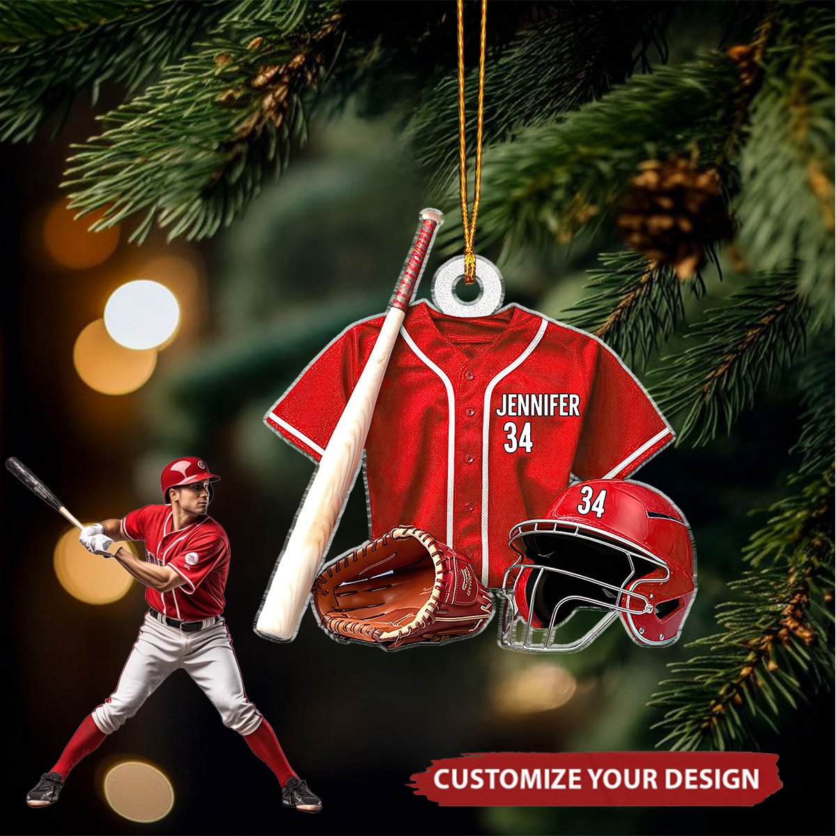 Baseball Jersey - Personalized Shaped Ornament - Christmas Gift For Baseball Player