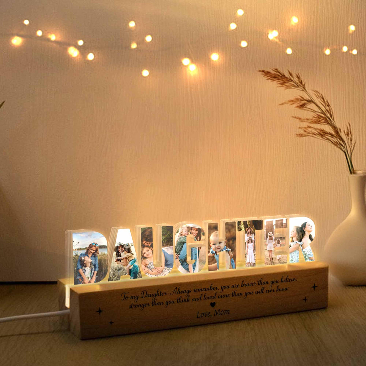 Personalized Daughter Photo Collage Night Light, Daughter Mother Gift, Gift For Daughter, Daughter Birthday Gift, Gift From Mom