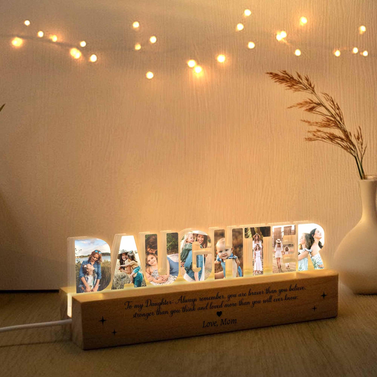Personalized Daughter Photo Collage Night Light, Daughter Mother Gift, Gift For Daughter, Daughter Birthday Gift, Gift From Mom