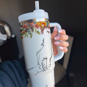 Floral Mom Holds Kids Hand - Personalized Tumbler - Gift For Mother 2_57fa451c-6a24-481c-ac89-b4503be1d949.jpg?v=1713933447