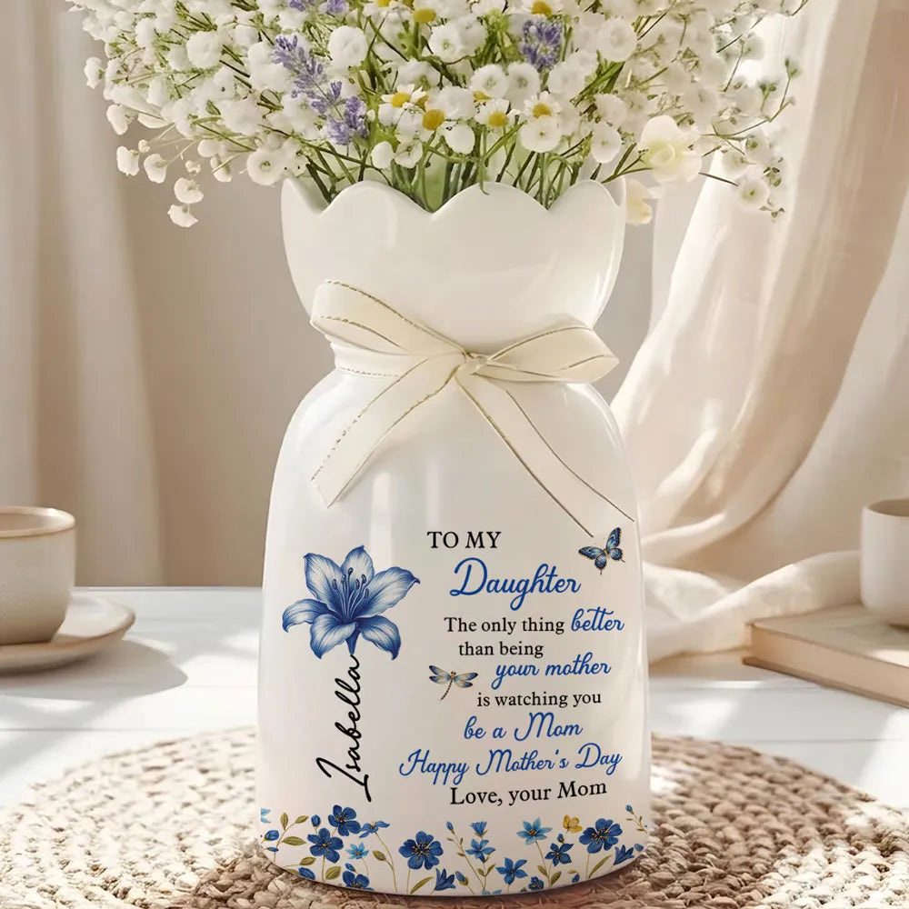 To My Daughter Happy Mother's Day - Personalized Bloom Vase - Gift For Daughter, Gift For New Mom, Mother's Day Gift