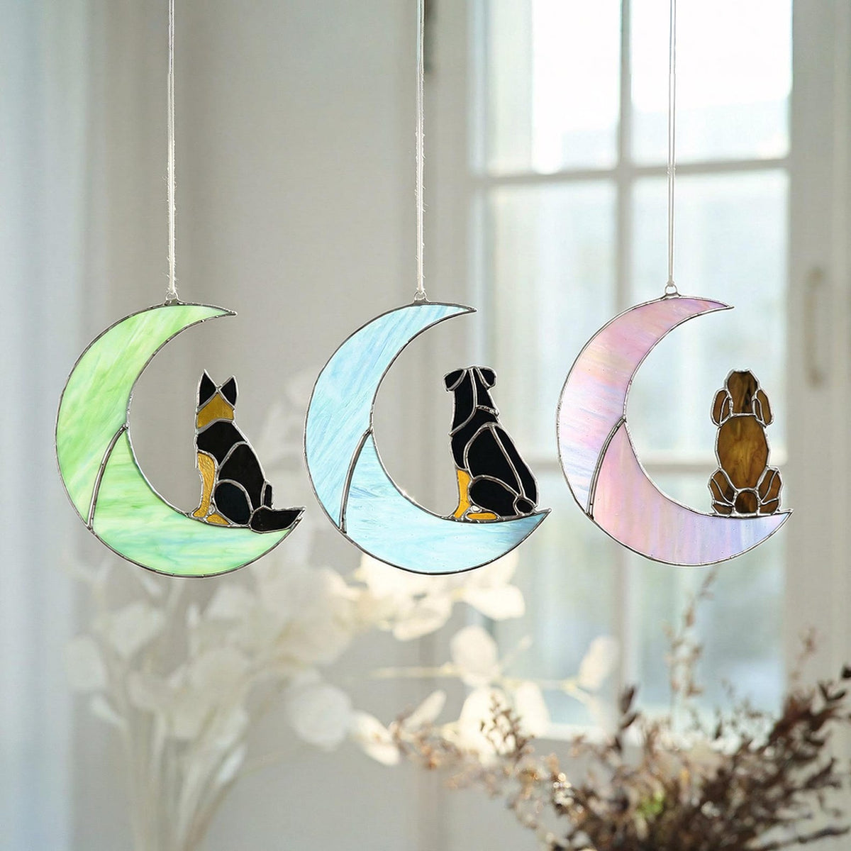 Personalized Dog Stained Glass Suncatcher, 113 Breeds Custom Dog Portrait from Photo, Dog Memorial Gift, Pet Loss Sympathy Gift Dog Mom Gift