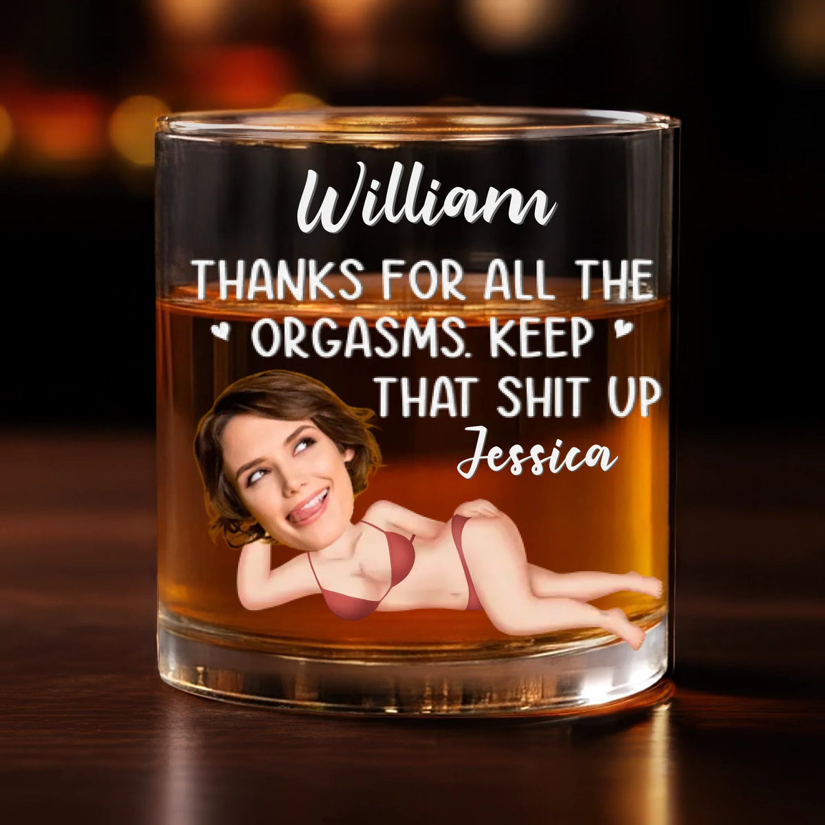 Keep That Thing Up - Personalized Whiskey Glass - Anniversary Gift, Valentine's Day Gift For Husband, Boyfriend