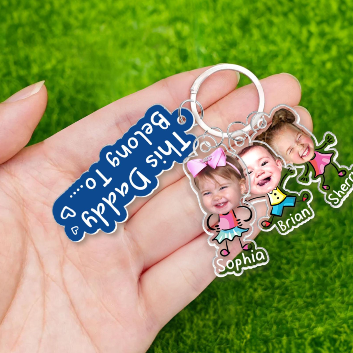 Custom Daddy Keychain With Photo Charm, Father's Day Gift for Dad, Custom Baby Face Keychain, Gift From Kids Son, Funny Baby Photo Keychain
