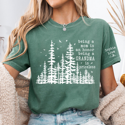 Being a Mom Is an Honor Being a Grandma Is Priceless Shirt, Personalized Grandma Shirt with Grandkids Names, Nature Lover Tee 2_0524489a-9e01-4e25-a4aa-111d954ff031.png