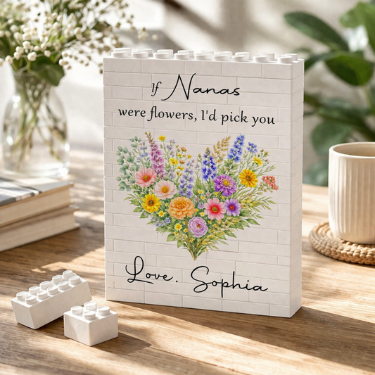 Custom Wildflower Building Block, Personalized Personalised Building Block For Mom, Mother's Day Gifts, Birthday Gift, Grandma Gifts