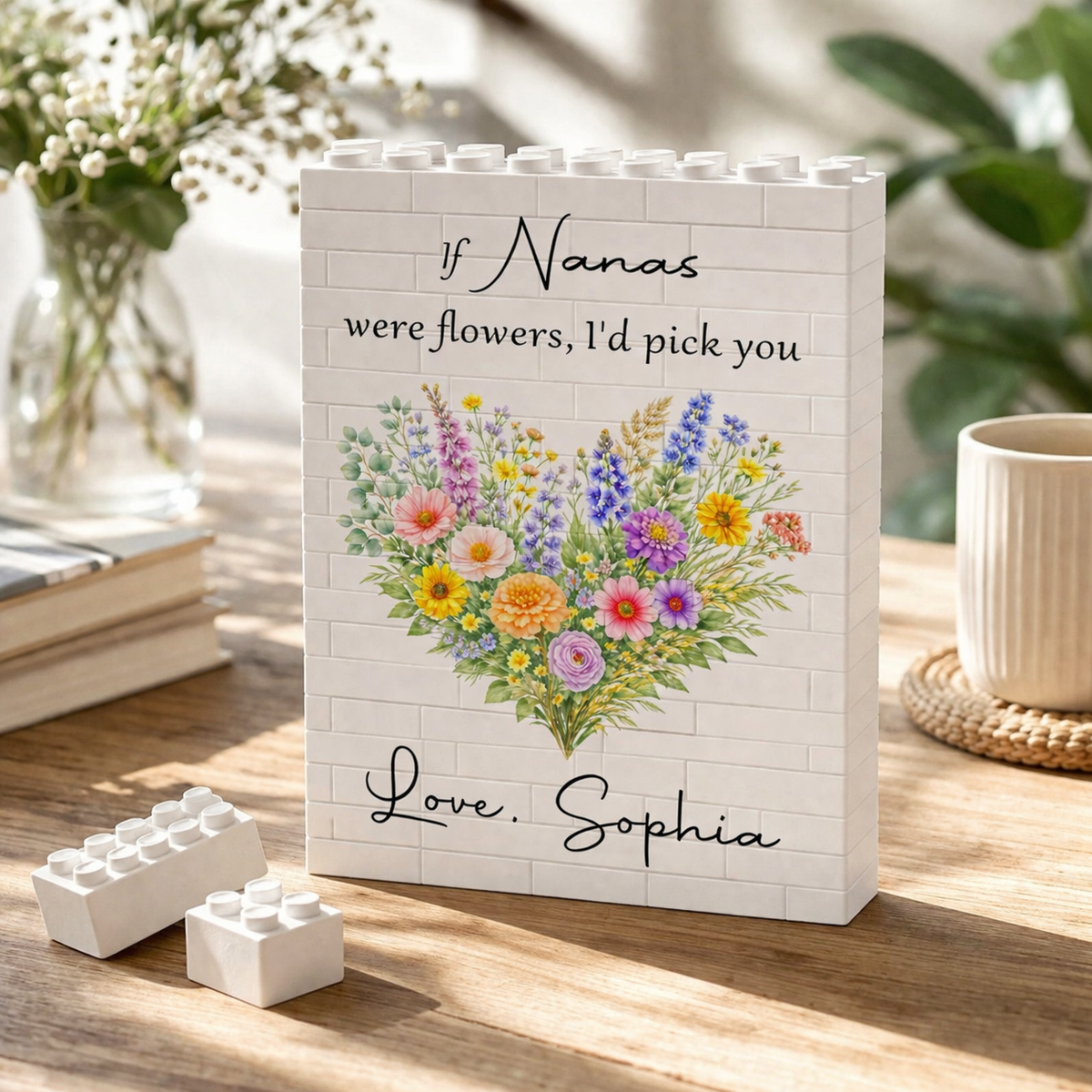 Custom Wildflower Building Block, Personalized Personalised Building Block For Mom, Mother's Day Gifts, Birthday Gift, Grandma Gifts