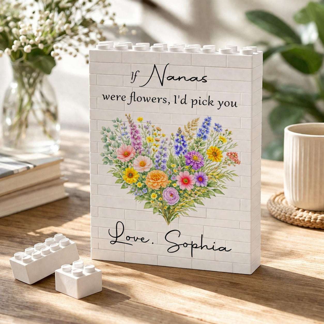 Custom Wildflower Building Block, Personalized Personalised Building Block For Mom, Mother's Day Gifts, Birthday Gift, Grandma Gifts