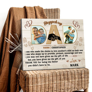 Definition of Stepped up Dad - Personalized Canvas - Gift For Step Dad, Bonus Dad, Father's Day Gift Idea