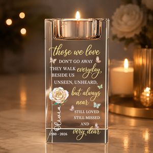 Light Up Memorial Flowers Personalized Crystal Candle Holder
