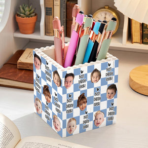 Personalized Baby Face Photo Building Block Pen Holder, Best Dad Ever Puzzle Block, New Dad Gift, Fathers Day Gift For Dad, Papa