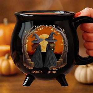 Broomate Witches - Personalized Halloween Black Ceramic Witch Mug - Halloween Gift For Family, Sisters, Friends, Siblings