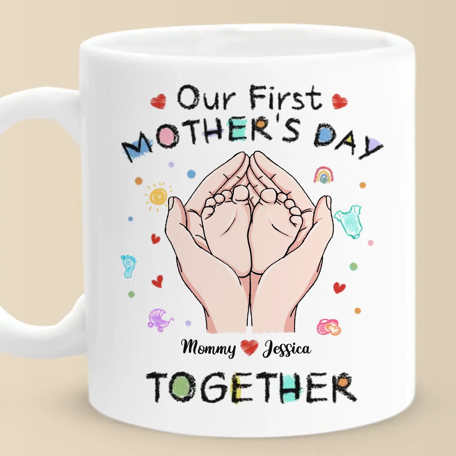 Tiny Toes, Big Love Happy 1st Mother's Day - Personalized Mug - Mother's Day, Baby Shower Gift, Gift For First Mom