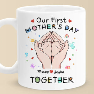Tiny Toes, Big Love Happy 1st Mother's Day - Personalized Mug - Mother's Day, Baby Shower Gift, Gift For First Mom