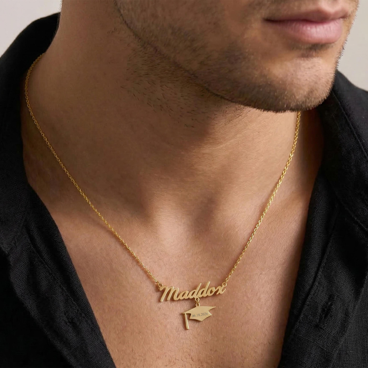 Name Graduation Necklace, Personalized Senior Pendant, 2026 Grad Gift Jewelry, High School Graduation Gift, Grad Cap Necklace