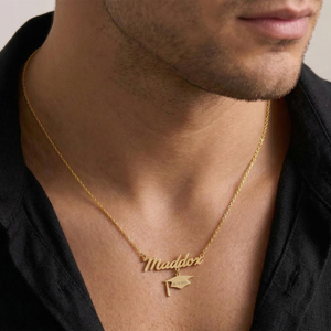 Name Graduation Necklace, Personalized Senior Pendant, 2026 Grad Gift Jewelry, High School Graduation Gift, Grad Cap Necklace