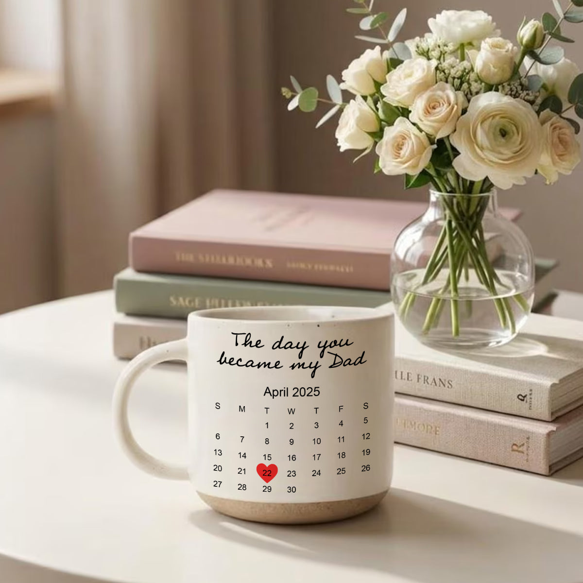 Father's Day Gifts, Custom Photo Watercolor Art Father's Day Gift For New Dad, Husband - Personalized Pottery Mug