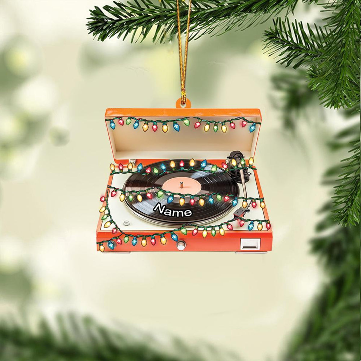 Personalized Record Player Ornament, Vinyl Record Player Christmas Ornament, Musician Ornament, Music Room Holiday Ornament