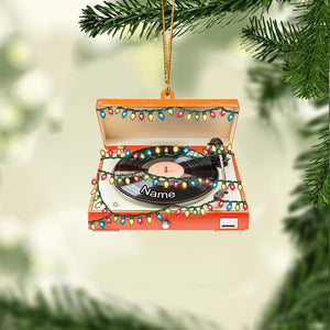 Personalized Record Player Ornament, Vinyl Record Player Christmas Ornament, Musician Ornament, Music Room Holiday Ornament