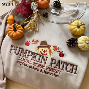 Halloween Embroidered Sweatshirt, Pumpkin Patch Sweatshirt, Fall Sweatshirt, Pumpkin Crewneck, Halloween Gift, Cozy Fall Aesthetic
