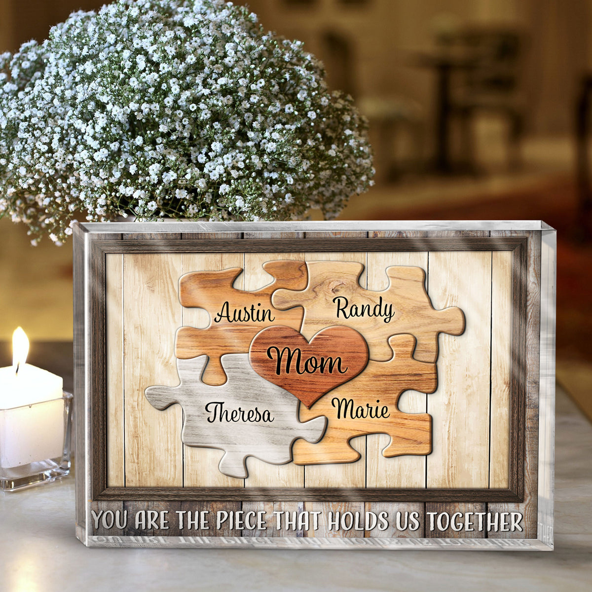 Mom Puzzle Piece - Personalized Acrylic Plaque - Gift For Mom, Mother's Day, Birthday Gift