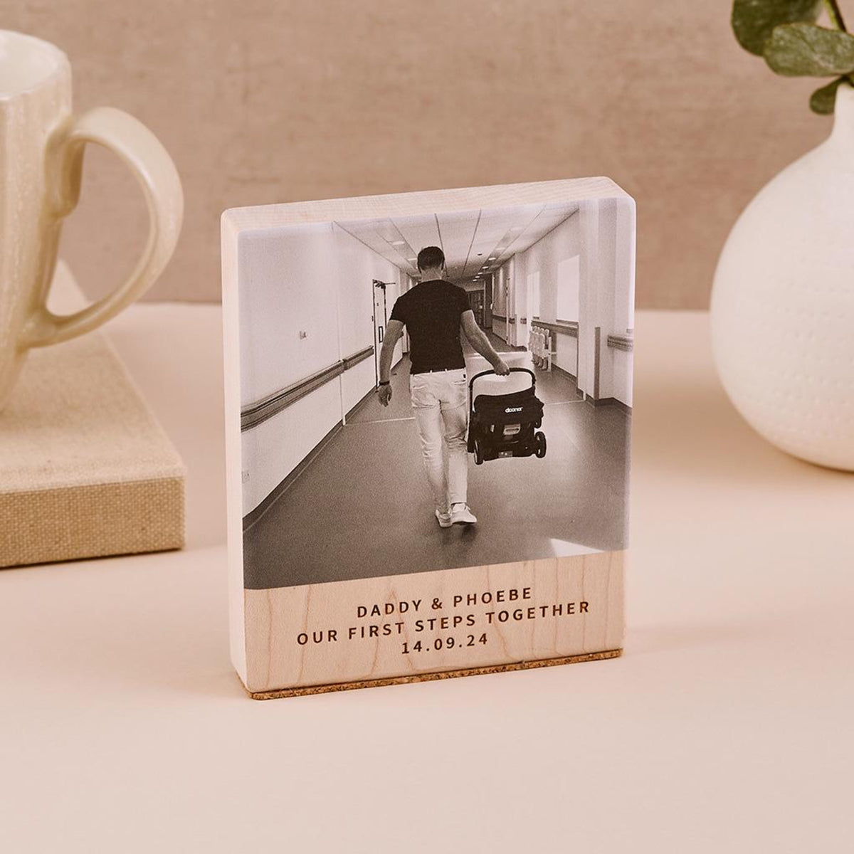 Personalised New Daddy Baby Wooden Photo Block, Gift For New Dad, Father's Day Gift