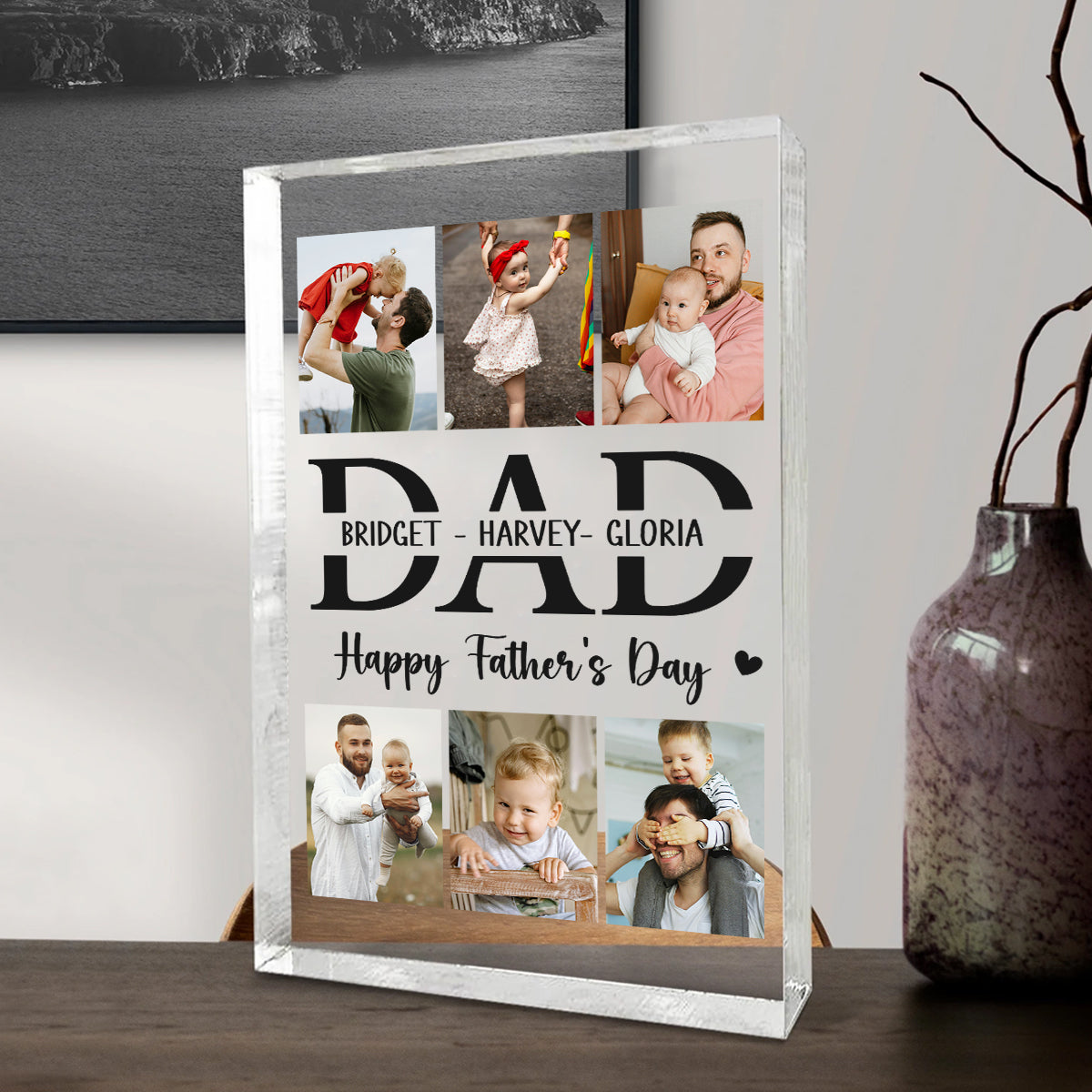 Happy Father's Day Photo Collage Personalized Acrylic Plaque, Dad Grandpa Gifts, Father's Day, Birthday Gift