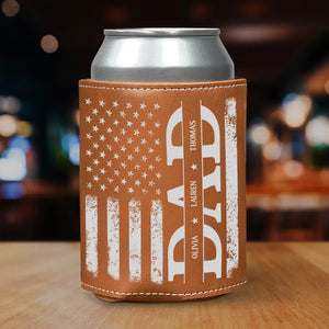 Best American Dad - Personalized Leather Can Cooler - Gift For Dad, Grandfather, Father's Day Gift