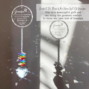 Crystal Ornament Sympathy Loss of Grandpa, Memorial Rainbow Suncatcher Memorial Keepsake Remembrance Consolation Grief Loss of Grandfather
