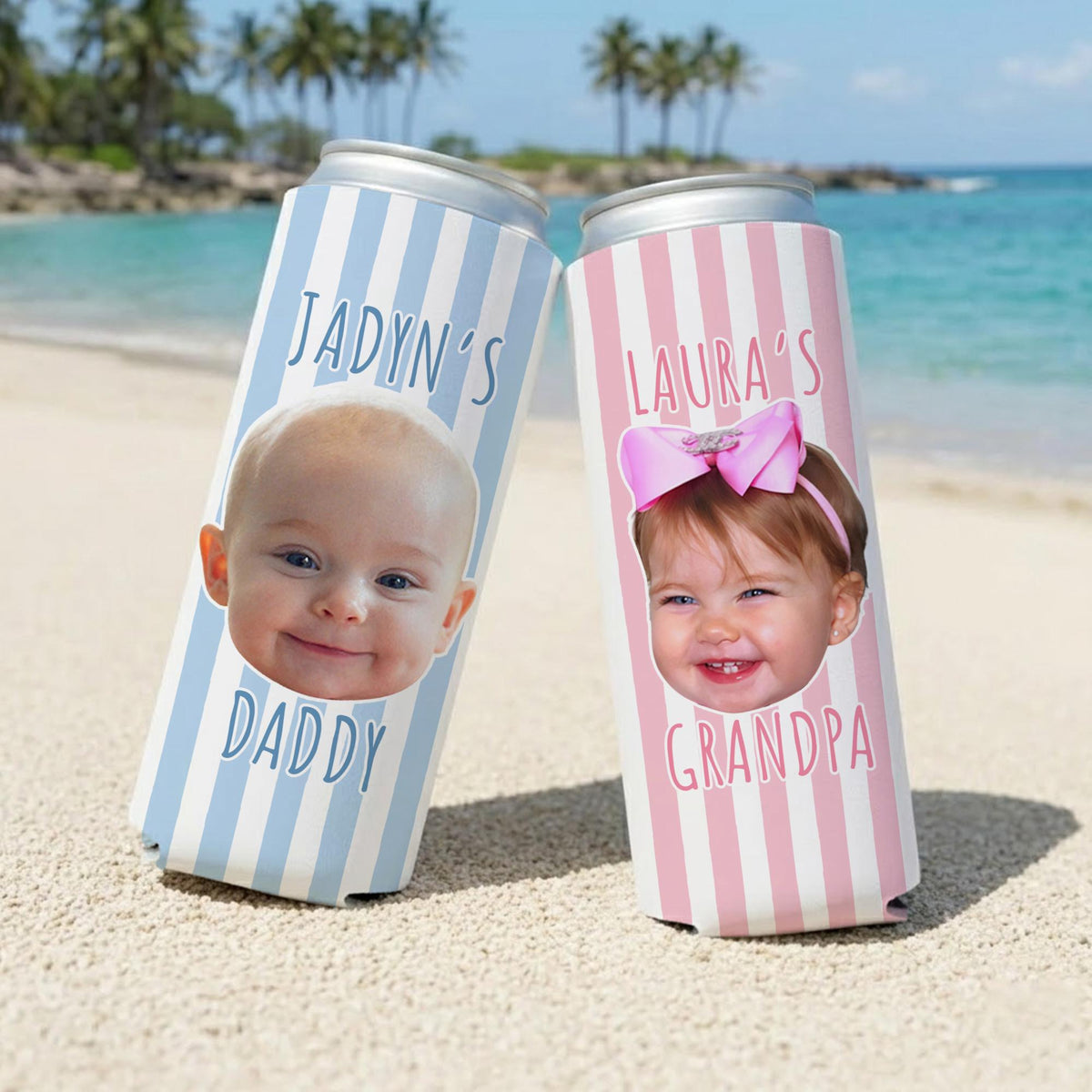 Personalized Kids Photo Can Cooler, Custom Funny Face Baby Can Cooler, Gift For Husband, New Dad Gift, Father's Day Gift For Dad, Husband