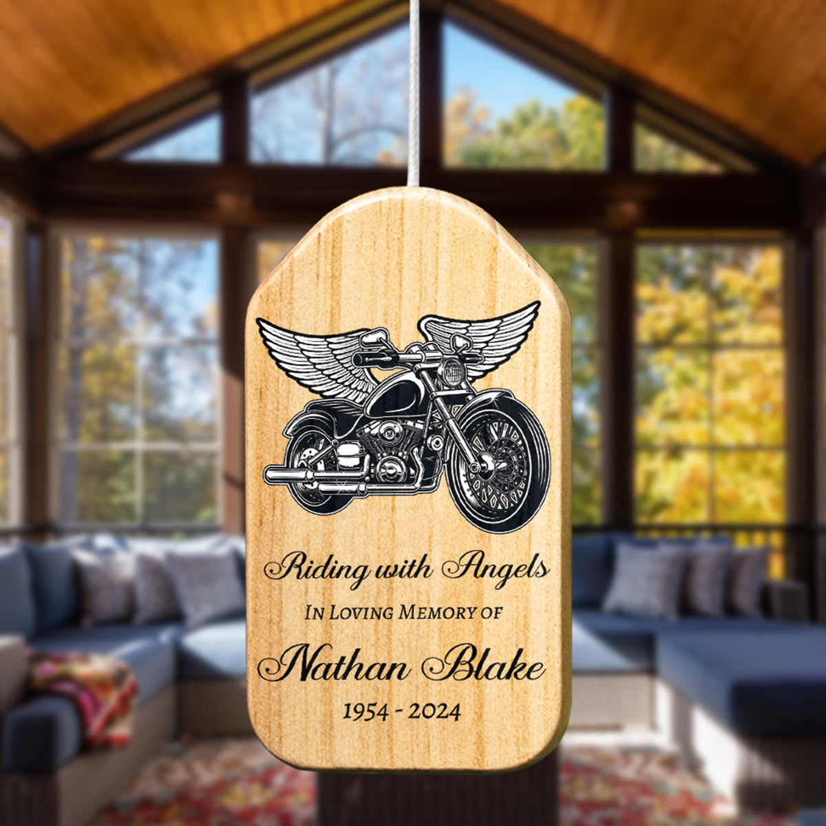 Motorcycle Memorial Wind Chime, Riding with Angels, Personalized Tribute Wind Chime, Remembrance Father Loss Gift, Loss of Loved One