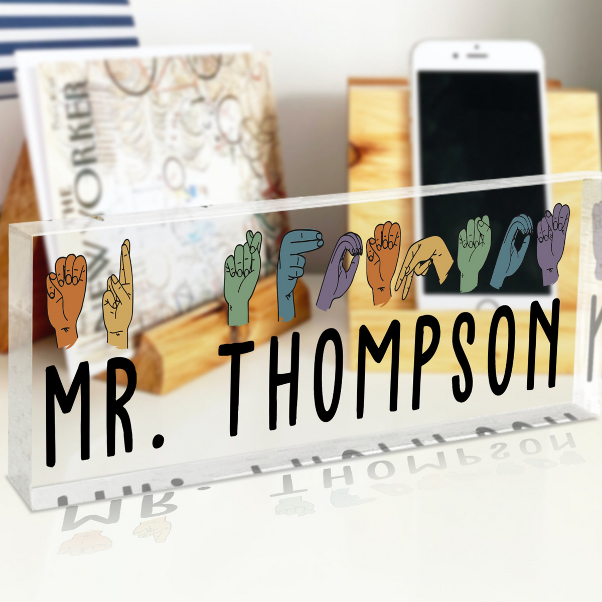 ASL Teacher Acrylic Table Sign, Sign Language Teacher Gifts, Personalized Teacher Sign, Sign Language Gift
