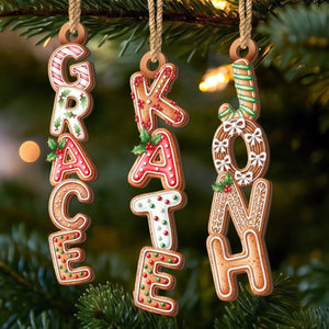 Custom Sweet Gingerbread Letter Ornament, Christmas Birthday Gifts For Family