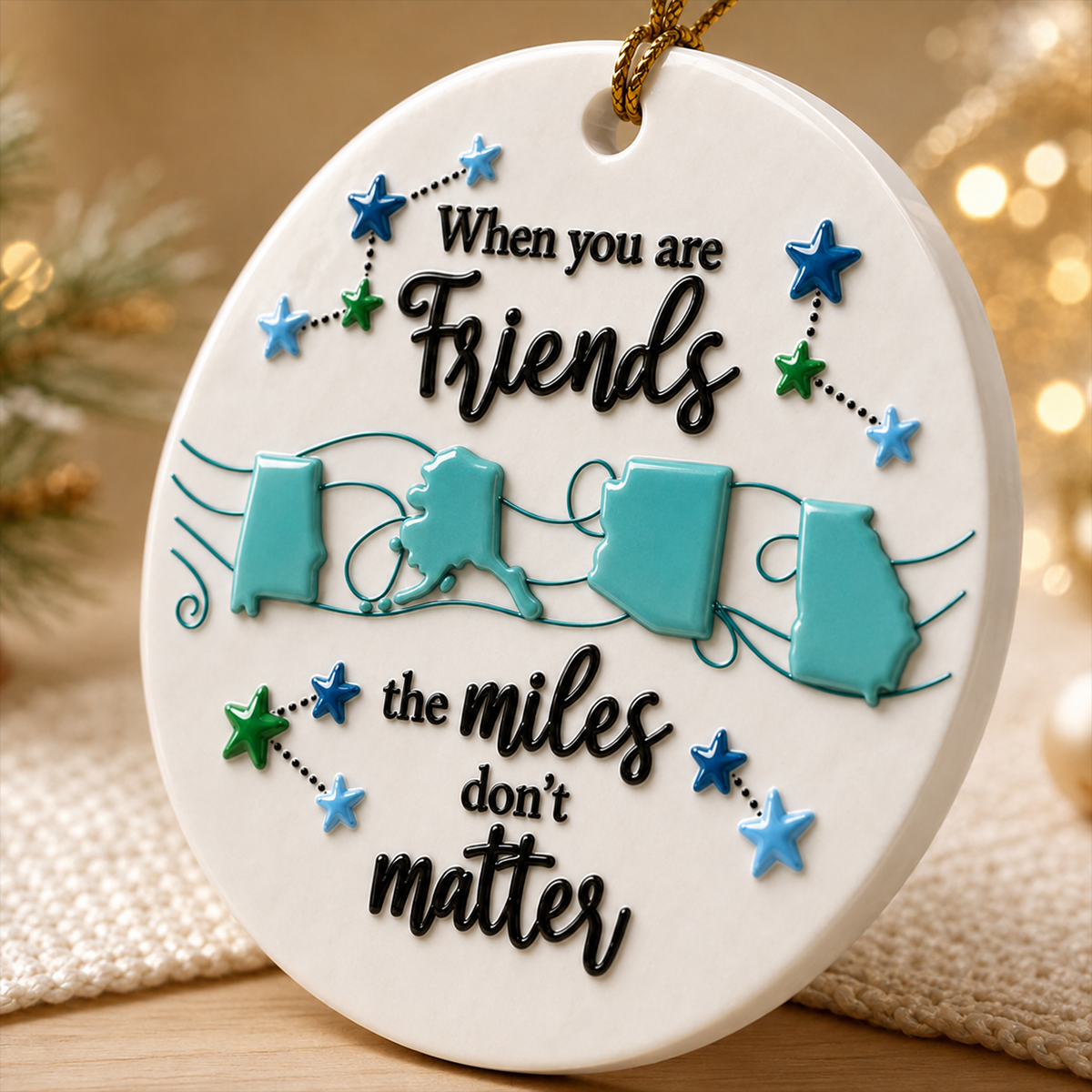 When You Are Friends Miles Don't Matter Christmas - Real 3D Ceramic Ornament