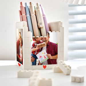 Personalised Daddy & Me Brick Photo Block Pencil Pot ,Custom Daddy and Me Brick Photo Pencil Pot, Fathers Day Gift,Gift for Dad,Photo Gift