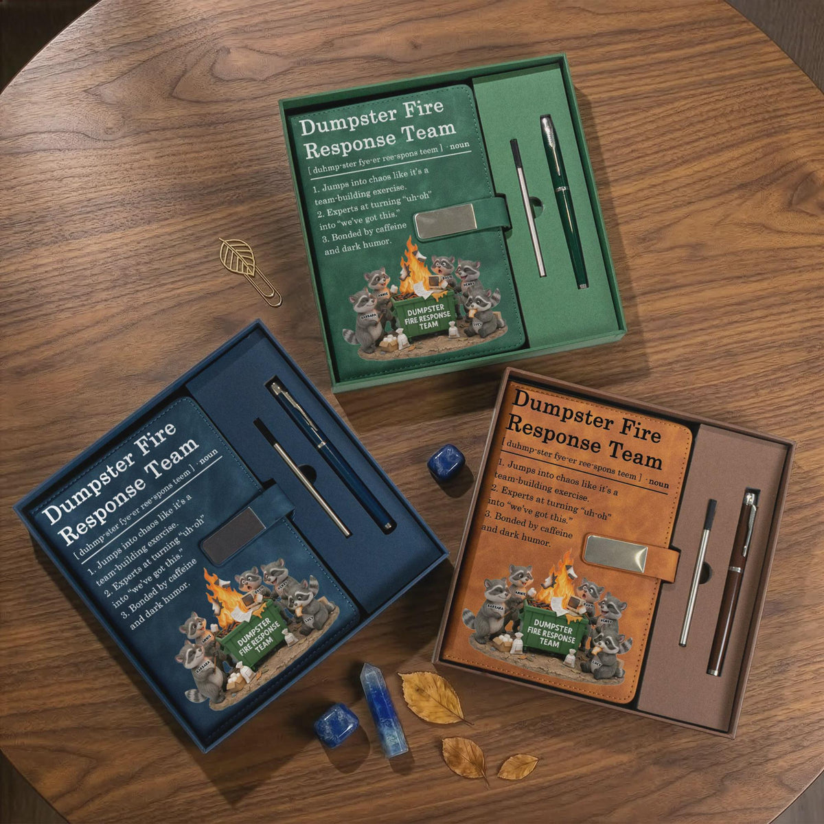 Dumpster On Fire Response Team Funny Gift For Coworker Personalized Notebook Set, Work Bestie Office Humor Journal, Boss Manager Gag Gift