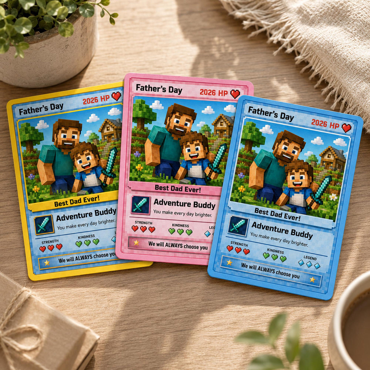 Custom Father's Day Game Card for Dad & Grandpa, Personalized Cartoon Portrait Gift From Kids Keepsake, Father's Day Gift
