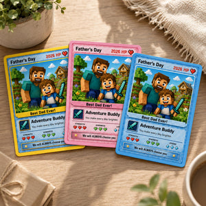 Custom Father's Day Game Card for Dad & Grandpa, Personalized Cartoon Portrait Gift From Kids Keepsake, Father's Day Gift
