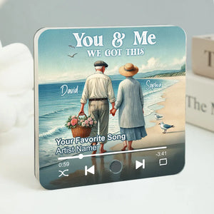 Old Couple Walking On Beach Favorite Song Personalized Music Fridge Magnet, Valentine's Gift For Her, Gift For Him