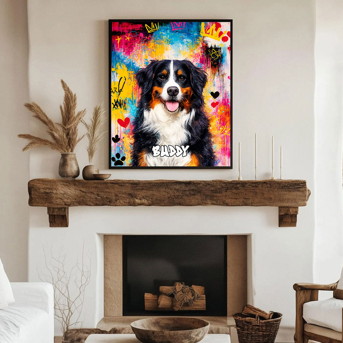 Vibrant Watercolor Splatter Dog Cat Photo - Personalized Poster Canvas